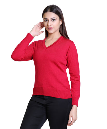 Women's Solid Woolen Full Sleeves Sweater