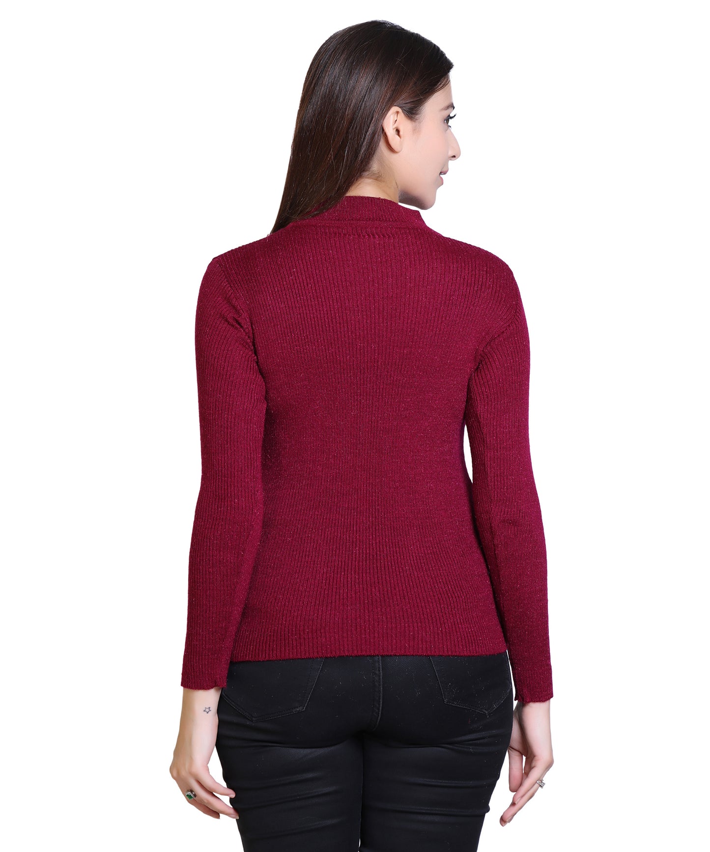 Women's Solid Woolen Full Sleeves Sweater