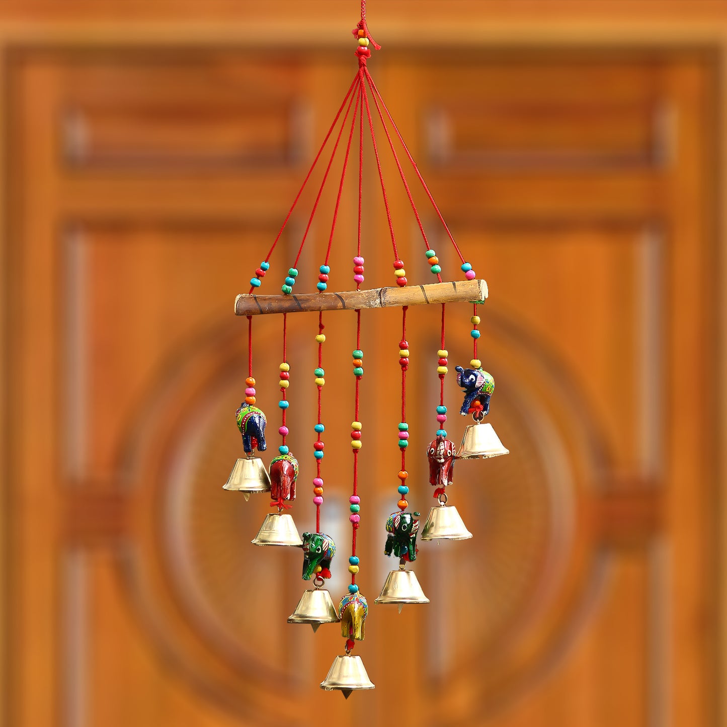 eCraftIndia Handcrafted Decorative Elephant Wall/Door/Window Hanging Bells